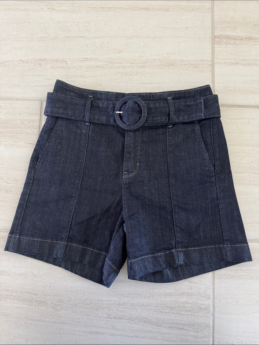 White House Black Market Blue Denim High-Waist Belted Women's Shorts